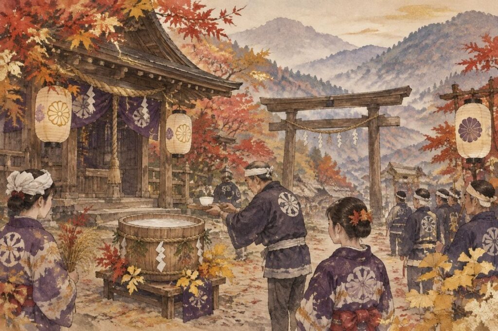 山あいの神社の秋祭り（イメージ）