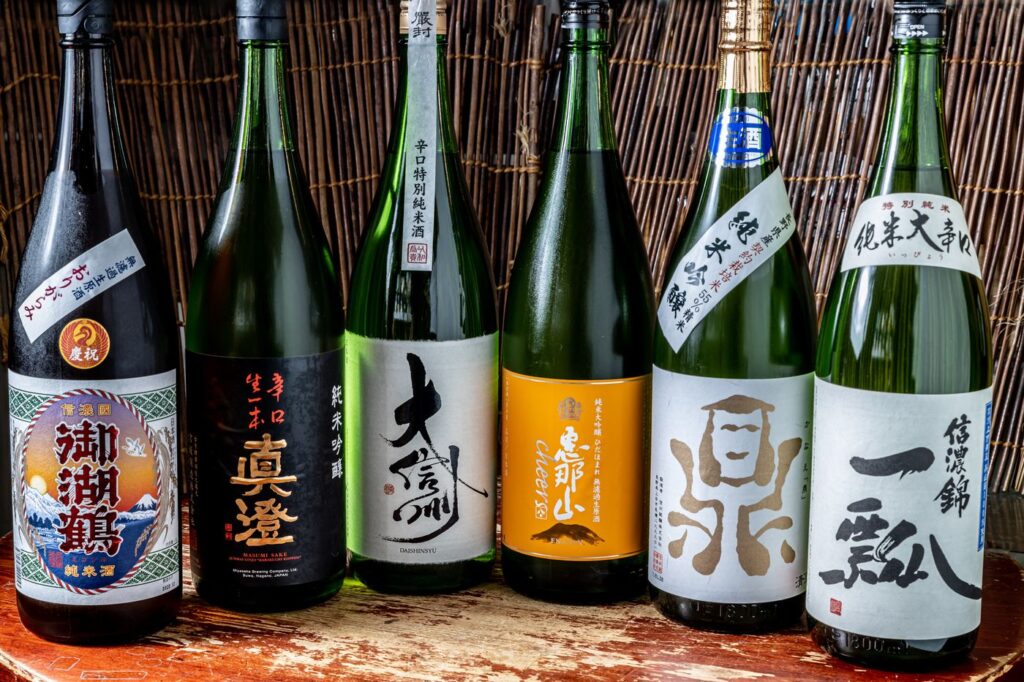 信州の地酒の一升瓶